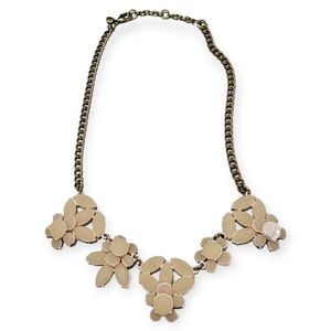 J. Crew Blush Stone Enamel Floral Gold Acetate Chain Cluster Necklace